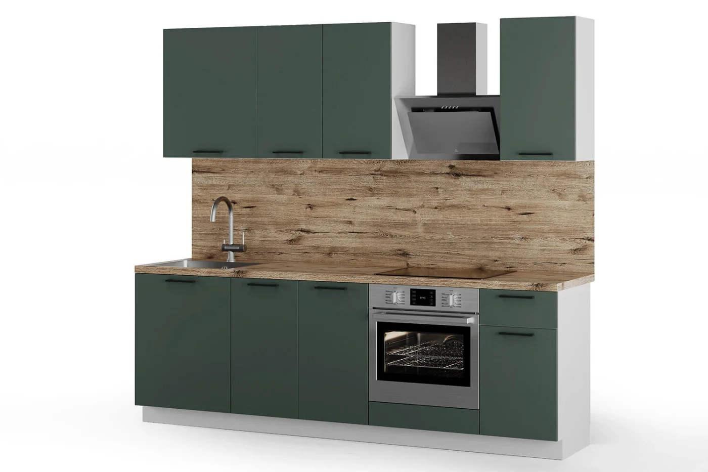 Кухонный гарнитур Hoff Сити 2,4 м, 240х210х52,6 см, МДФ/ЛДСП, белый/авокадо